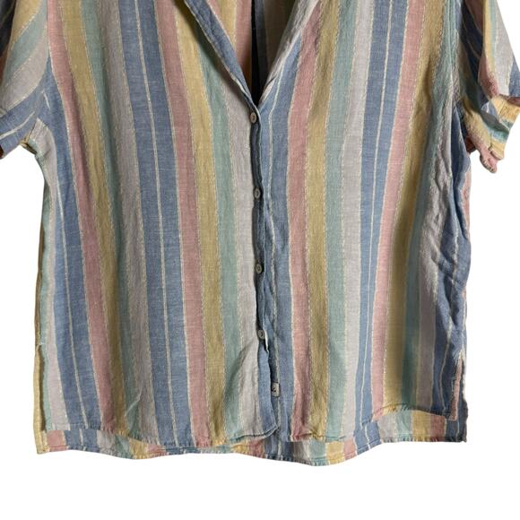 Rails Zuma Jubilee Stripe Linen Blend Short Sleeve Button Up Shirt Size Medium - Picture 6 of 10
